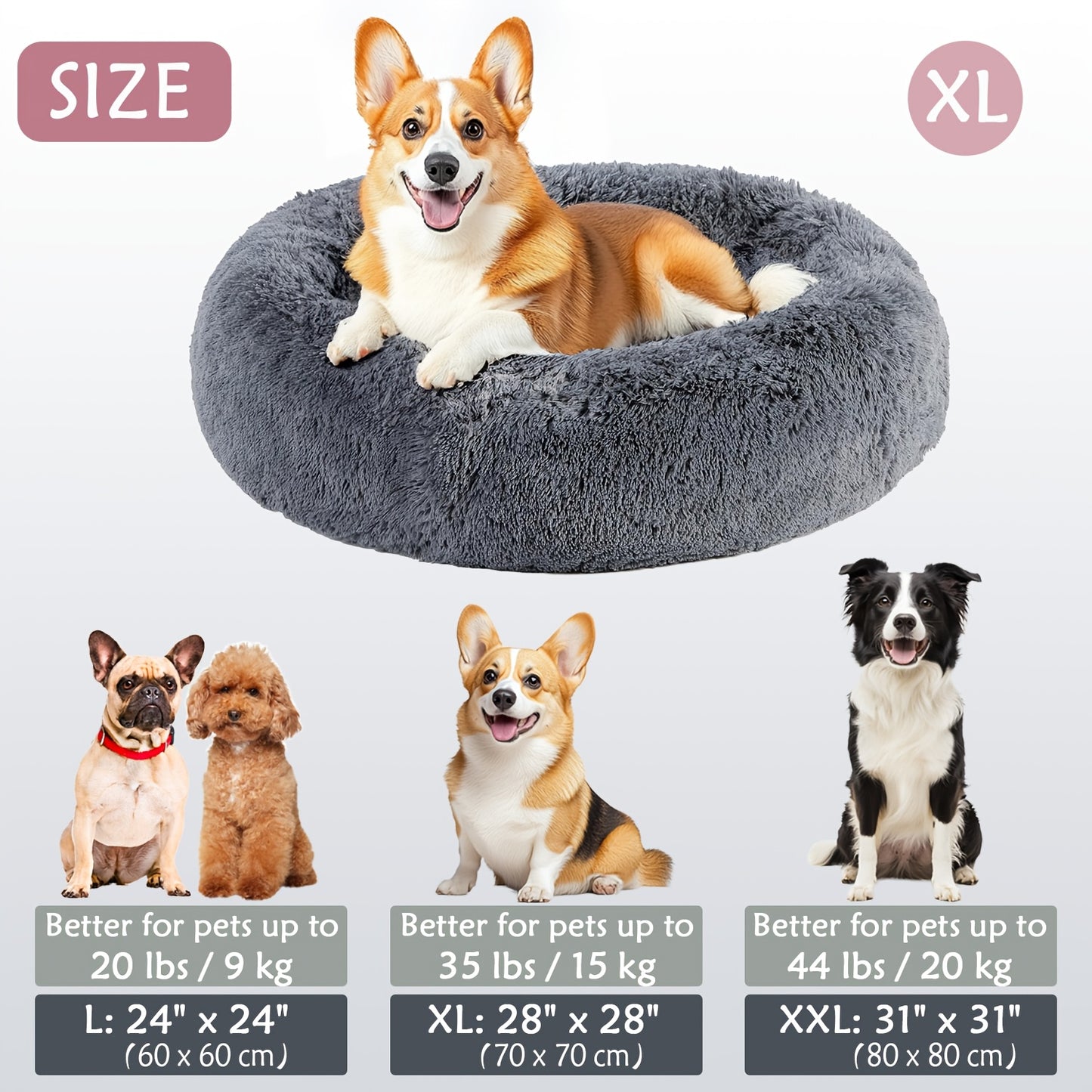 Cozy round pet bed for dogs, ideal for autumn and winter indoor sleeping.