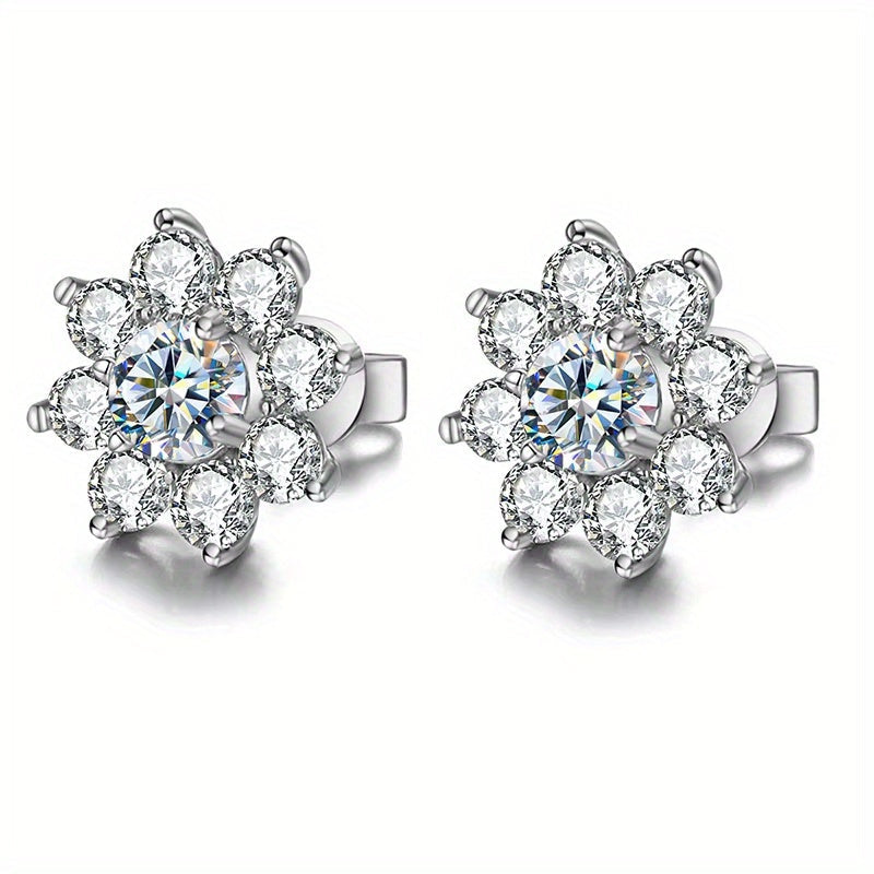 Elegant Spark Grow Moissanite Flower Earrings crafted from 925 Sterling Silver. These hypoallergenic earrings are perfect for all seasons and can be worn daily or for special occasions. Each pair comes in a beautiful gift box and weighs 3.1/4.2/6/6.6g.