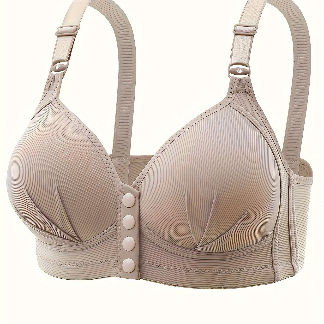 Wireless push up bra with front buckle, comfortable and breathable women's lingerie.