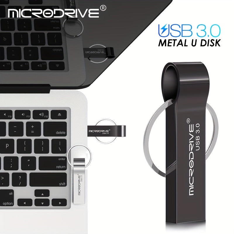 High Speed USB 3.0 Metal Pen Drive with Ring Clasp Pattern - Store your files securely!