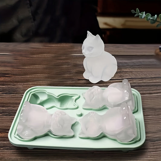 Silicone Ice Cube Tray in Cat Shapes - Perfect for Whiskey, Chocolates, Candy & Pudding - Fun Kitchen Tool for Parties and Unique Freezing