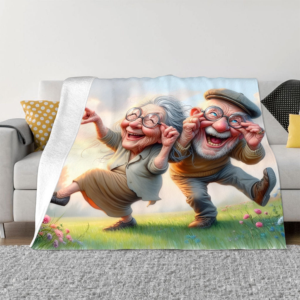 Warm and inviting Grandparents' Dance Print Throw Blanket - Made of Soft Flannel, Great for Snuggling Up and Adding Charm to Home Decor, a Thoughtful Gift for Seniors during Holidays, Birthdays, and Christmas.