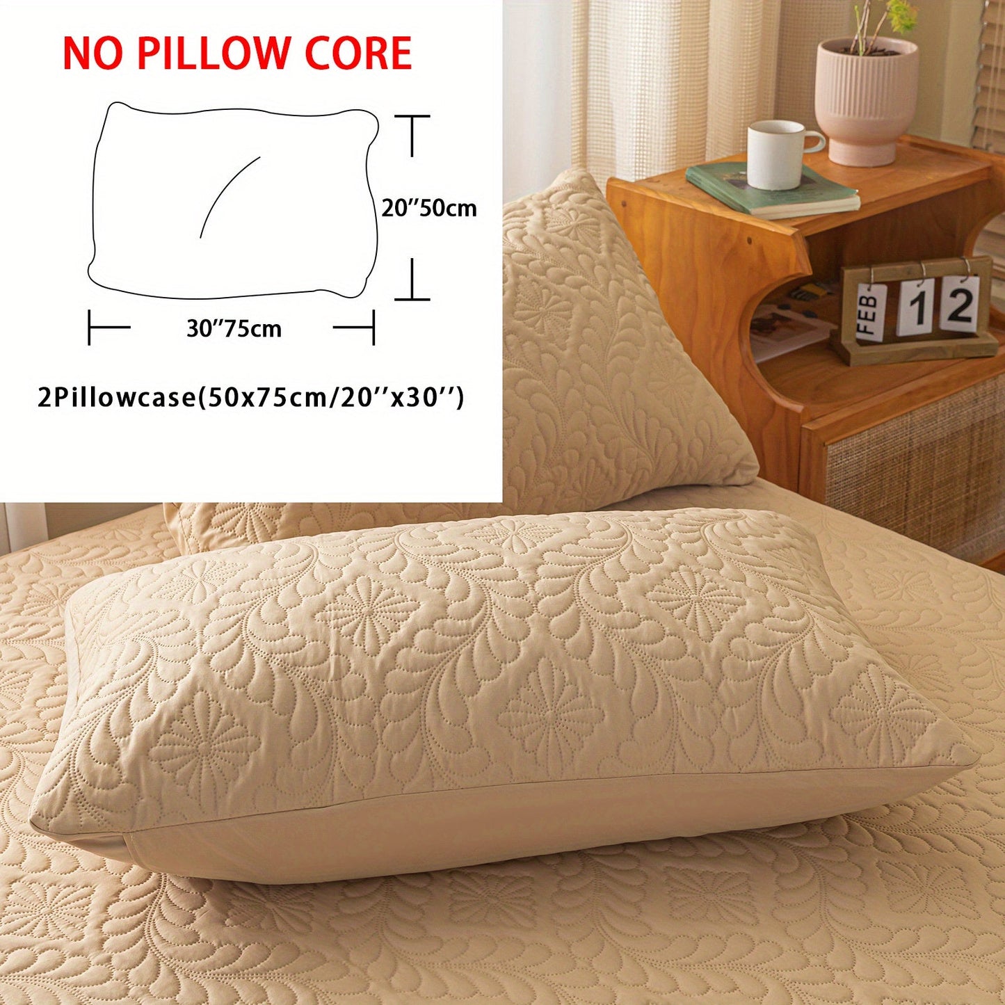 One set of two pieces of 100% waterproof mattress protector pillowcases made of 3D air bamboo fabric. The mattress cover is designed to provide cooling and is smooth, soft, and breathable. It is noiseless and washable, with a deep pocket size ranging