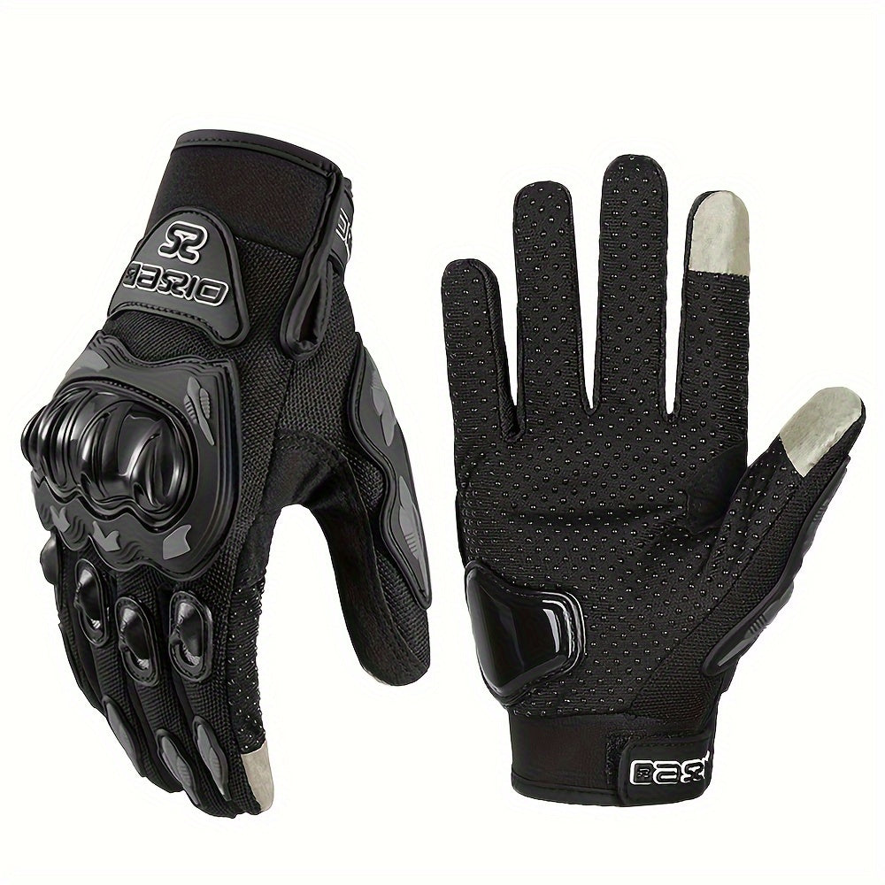 Breathable, anti-fall motorcyclist gloves for men and women, with touch screen capability.