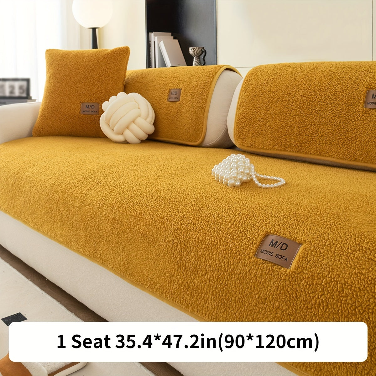 Plush sofa slipcover for all seasons, non-slip and thickened for universal furniture protection in any room.