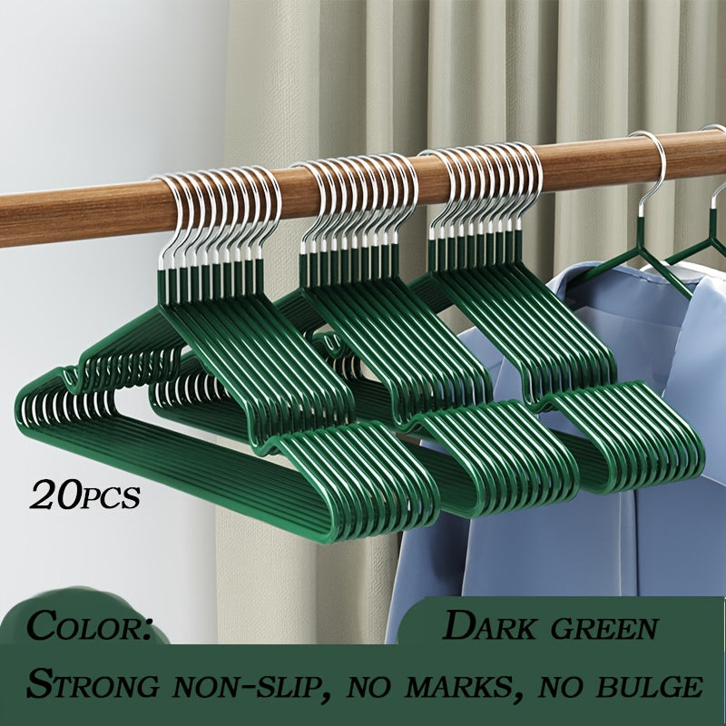 Set of 20 Clothes Hangers Featuring Non-Slip Design, Notched Racks, and Sturdy and Durable Coat Hangers. Perfect for Household Clothing Storage and Organization in the Bedroom, Closet, or Home.