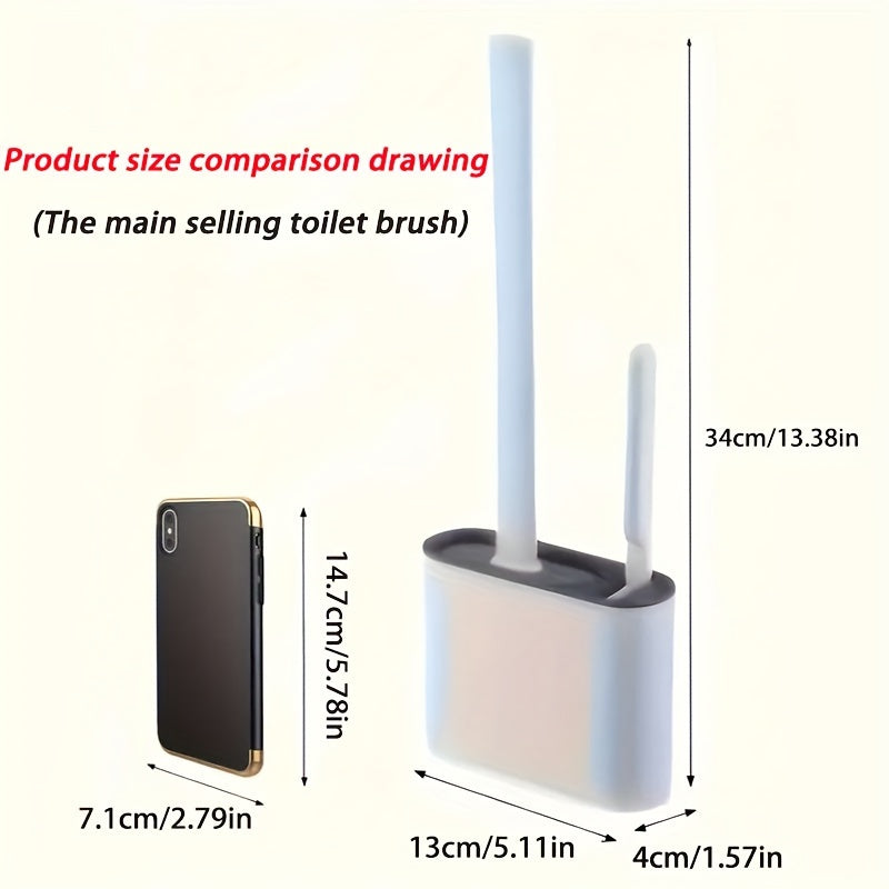 Wall-mounted toilet brush set with flexible silicone bristles