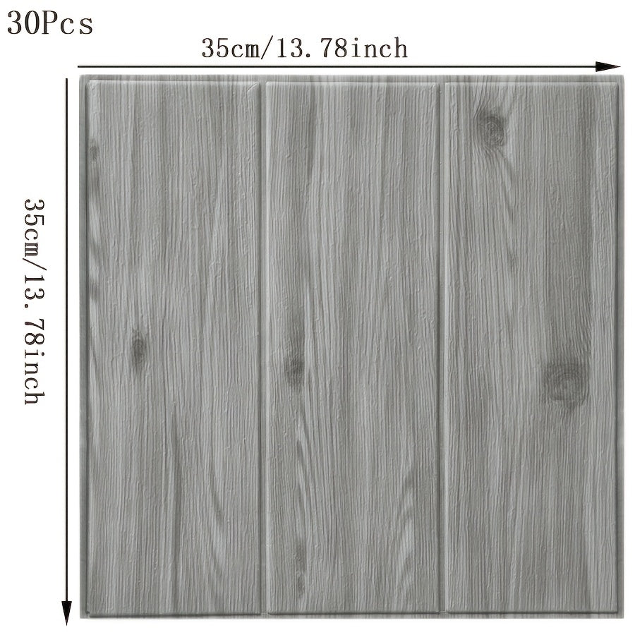 Decorate with 30pcs of Decowall Self-Adhesive Wood Grain Wall Stickers, perfect for any room.