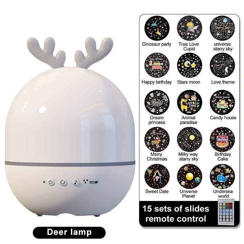 Children's Night Light with Baby Starry Sky Projector and Galaxy Night Light Projector, featuring 360° rotation and 8 music options. This remote control LED light is perfect for boys and girls as a bedside table lamp. Makes a great Christmas or birthday