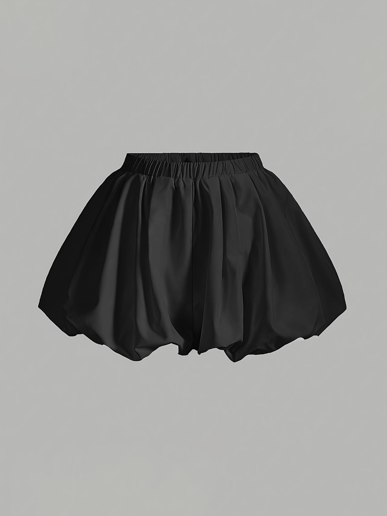 Double-layer high-waisted shorts with lining and lantern shape in solid color.