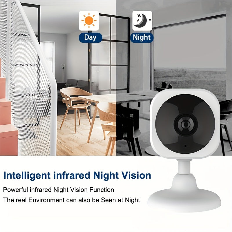 The Wireless Surveillance Security IP Camera features a 2MP camera with WiFi connectivity, family night vision, and two-way intercom. The smart camera monitor camera app, ICAM365, allows for two-way voice intercom and intelligent infrared night vision.