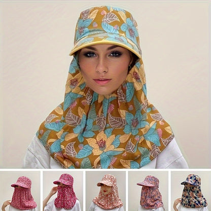 Polyester woven sun hat with eaves shawl for spring and summer with breathable design, machine washable.