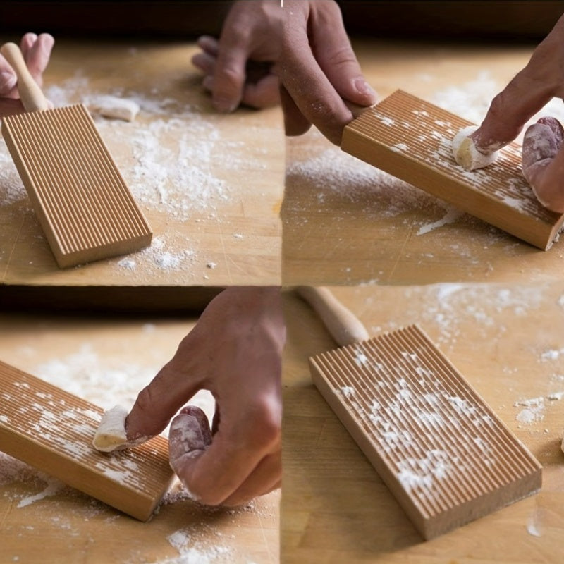 Homemade Noodle Maker with Textured Wooden Rollers