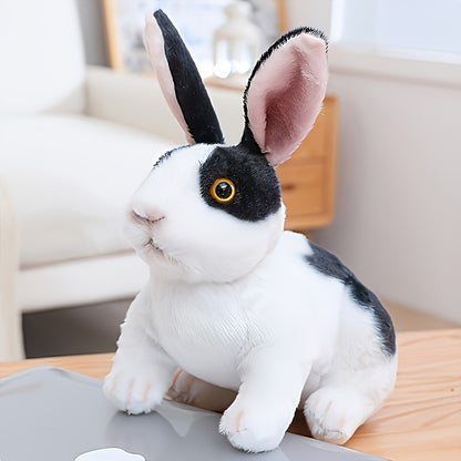 Preppy style plush rabbit toy with soft polyester filling and cover. Dry clean only. Ideal for Easter home decor with animal theme and no printing.