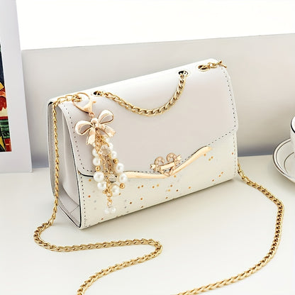 Stylish mini crossbody bag with sparkling details, lightweight PU material, adjustable strap, magnetic closure. Ideal for holidays and gifts.