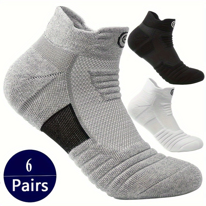 Set of 6 men's low-cut sport socks with anti-odor and sweat absorption technology, perfect for daily and outdoor activities in spring and summer.