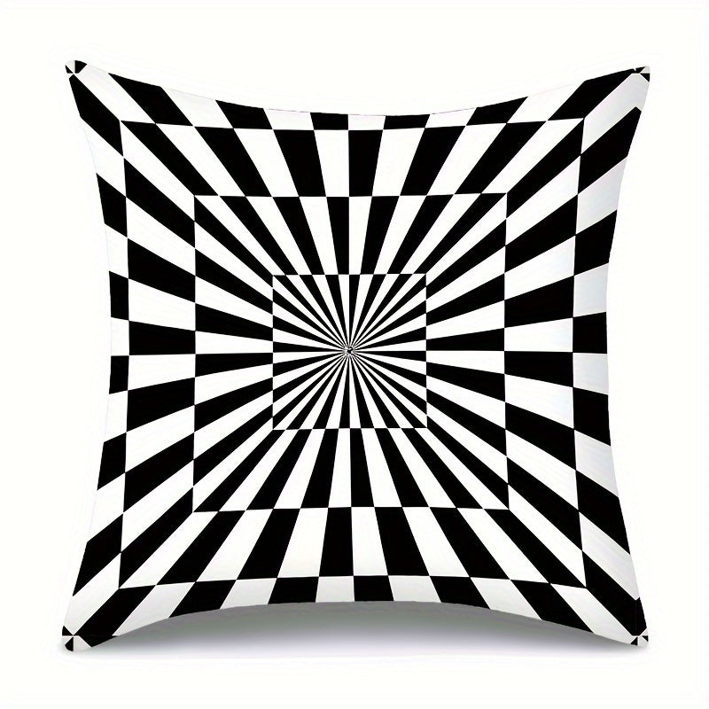 1pc Peach Skin Velvet Black And White Striped Pillowcase, Double Sided Print, 44.96cm*44.96cm, Perfect for Office, Living Room, or Party Atmosphere. Pillow insert not included.