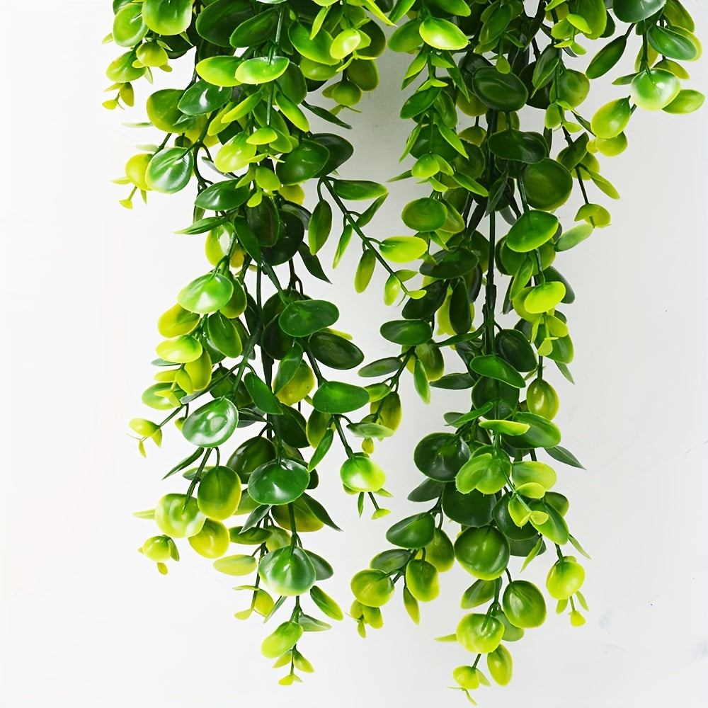 Decorative vine eucalyptus artificial hanging plant set of 2-4-8, UV resistant plastic for indoor/outdoor decor.