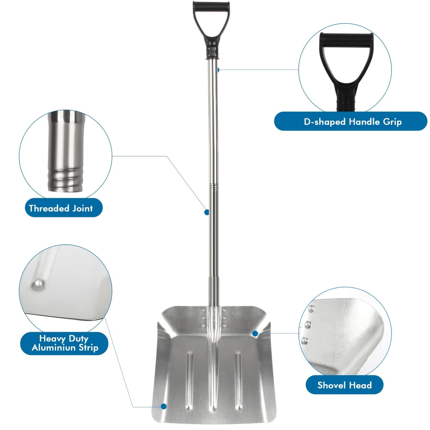 Долговечная алюминиевая снежная лопата 88,9 см с регулируемой длинной ручкой, складная металлическая снежная лопата для улицы, сада, патио, автомобиля, удаления снега зимой