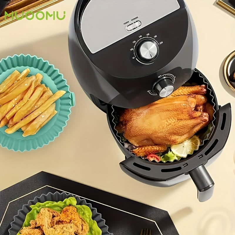 2 pieces of Air Fryer Silicone Pot with Reusable Liners - Kitchen Accessories Replacement for Disposable Parchment Paper Liners, compatible with Ninja, Tower, and COSORI Air Fryers.