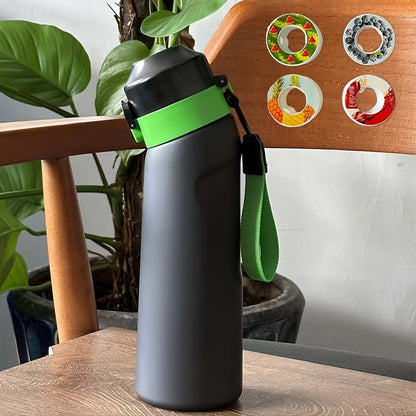 750ml fruity flavor water bottle with straw, zero sugar, calorie-free, portable for office, reading, camping, and purse.