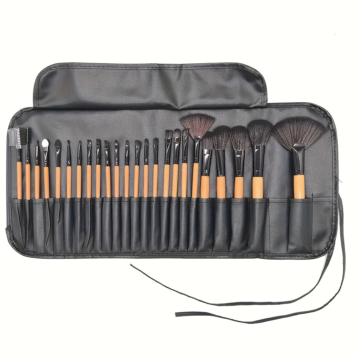 24-piece makeup brush set with oval brushes made of polyester bristles and ABS handles, suitable for normal skin. Versatile tools for applying foundation, eyeshadow, and contouring, perfect