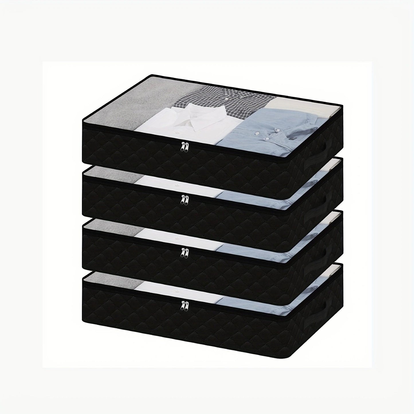 Foldable Storage Box for Clothes and Blankets with Window Handle - Perfect for Organizing Bedroom, Closet, Dormitory. Underbed Storage Container for Quilts, Pillows, Shoes, and Toys.