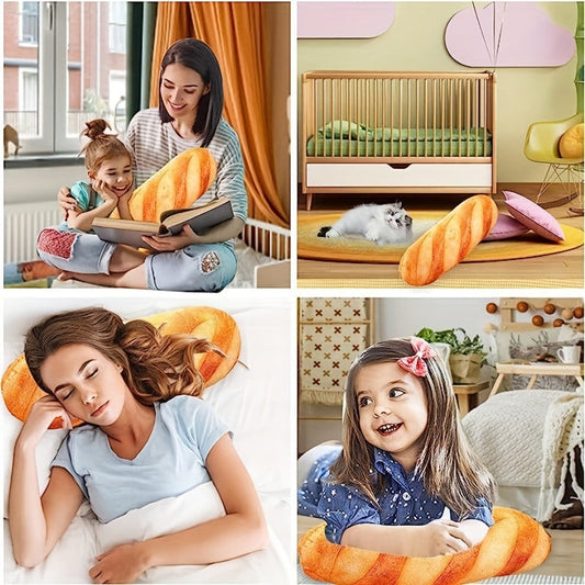 Top Pick! 3D Simulation Bread Pillow: A Hilarious Food-Shaped Plush Toy for Kids, with a Washable Polyester Cover and Hand Wash Only Care Instructions - Perfect for Birthdays, Christmas, Halloween, or Thanksgiving Gifts