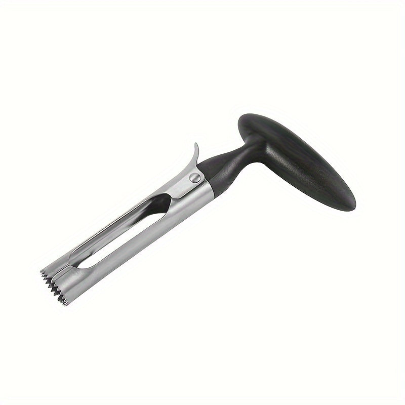 YUHUPHYLLIC Stainless Steel Apple Corer with ergonomic handle and sharp serrated blade for removing cores from various fruits. Manual operation, portable kitchen tool.