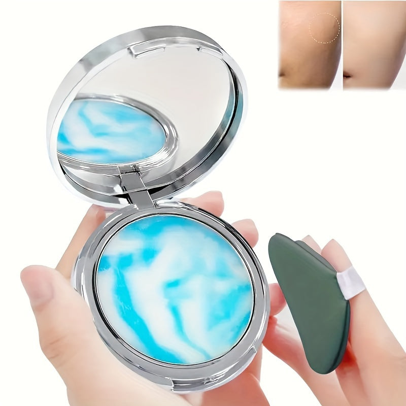 Blue Sky & Clouds Oil Control Compact Powder with Matte Soft Jelly Texture - Long-lasting tightening face powder with mini puff for flawless lightweight makeup. Waterproof, oil-free