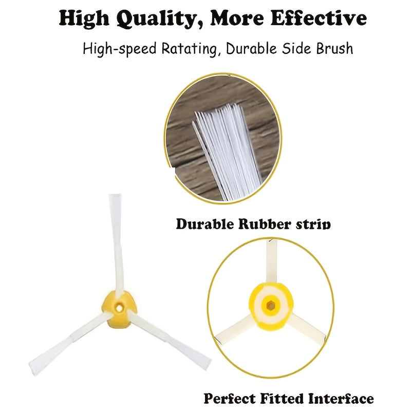 O'rnatuvchi Yon Cho'tka To'plami - 6/8 dona - iRobot Roomba 600, 700, 800, 900 seriyalari va boshqa modellarga mos keladi - Mustahkam plastikdan tayyorlangan - Zaruriy vakuum aksessuarlari