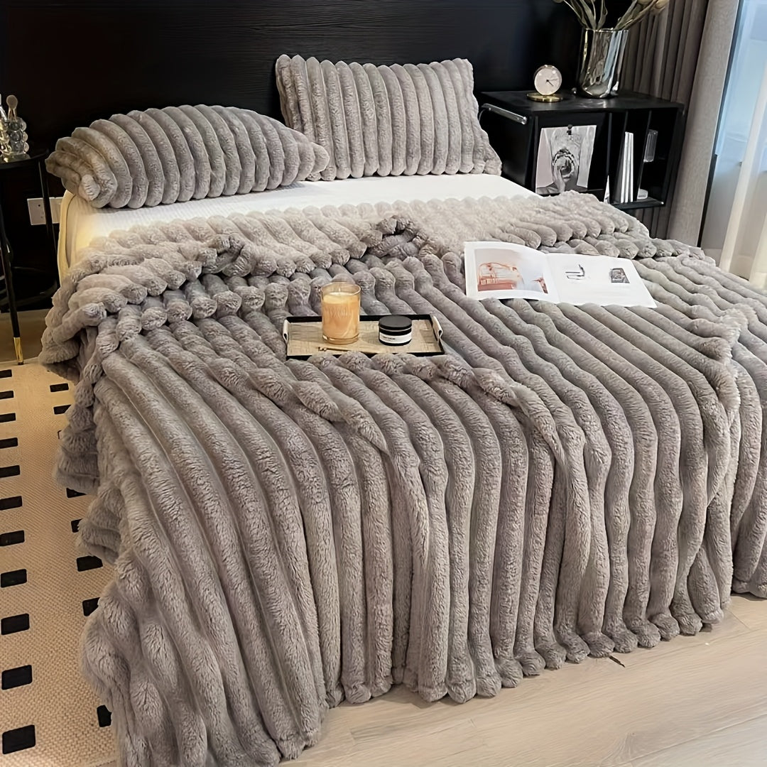 Luxurious Faux Rabbit Fur Throw Blanket - Cozy and Soft for Couch, Bed, Office, and Travel - Perfect All-Season Gift for Christmas!