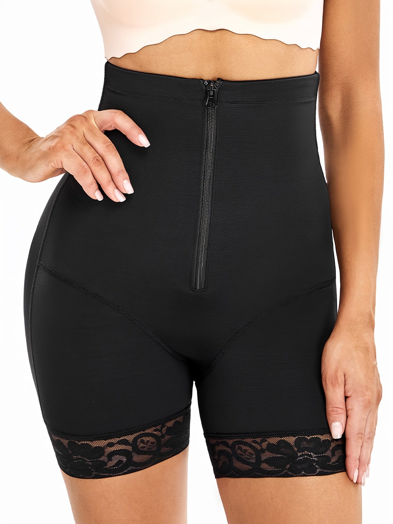 SCARBORO Lace Tummy Control Shapewear Shorts for Women, High Waist Body Shaper Butt Lifter Underwear