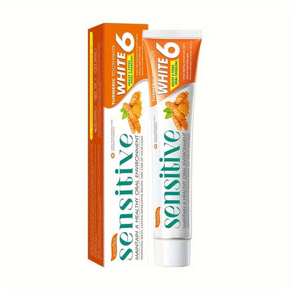 1pc 100g Turmeric toothpaste for whitening & brightening, deep cleaning, fresh breath, oral care with natural ingredients