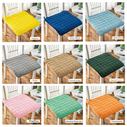 Corduroy chair cushion in classic checkered pattern with non-slip particles, ties for secure attachment. Ideal for home office or dining room decor, 44.98*44.98cm.