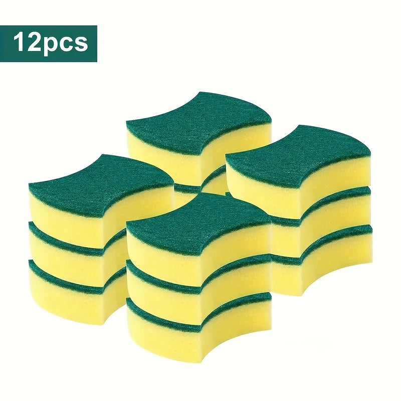 Pack of 12 Melamine Sponges with Dual-Sided Scrub Pads, Ideal for Kitchen, Living Room, Car, and Glass Cleaning. Scratch-Resistant, Absorbent, and Durable. Perfect Cleaning Supplies for Various Tasks.