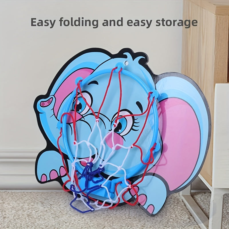 Children's cartoon animal basketball hoop - easy to install without drilling for indoor or outdoor play.