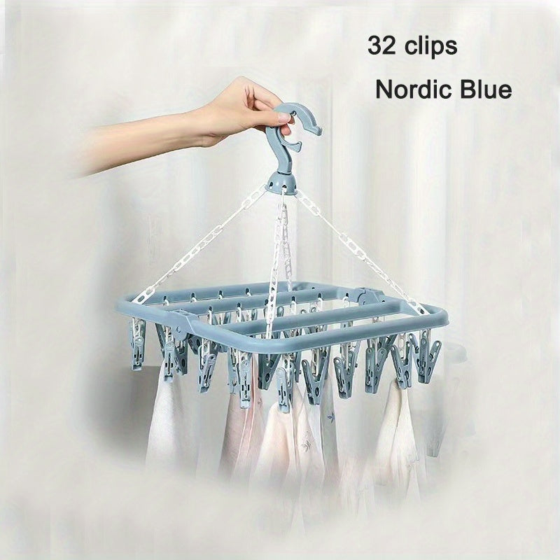 The Yunce 32 Clips Folding Drying Rack is perfect for organizing baby and toddler accessories. It can be hung in the wardrobe to keep things tidy and prevent them from getting blown away. This rack is also great for drying saliva towels. It makes a