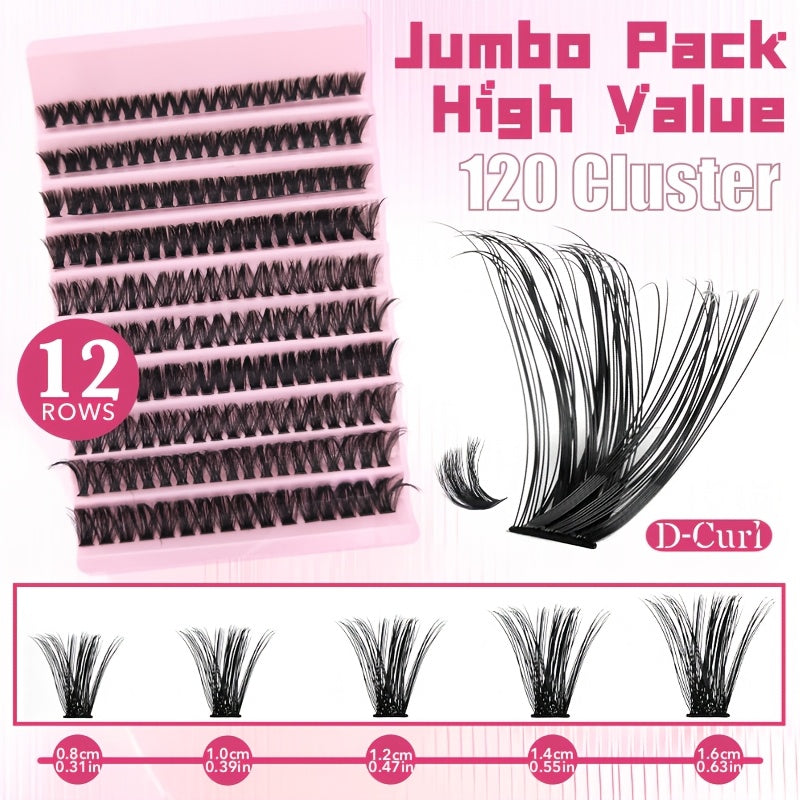 Luxurious DIY eyelash extension kit with 30P, 40P, and 80P lashes, featuring ultra-fine 0.07mm lash clusters in C and D curls (8-16mm). Suitable for beginners with lightweight 3D Russian