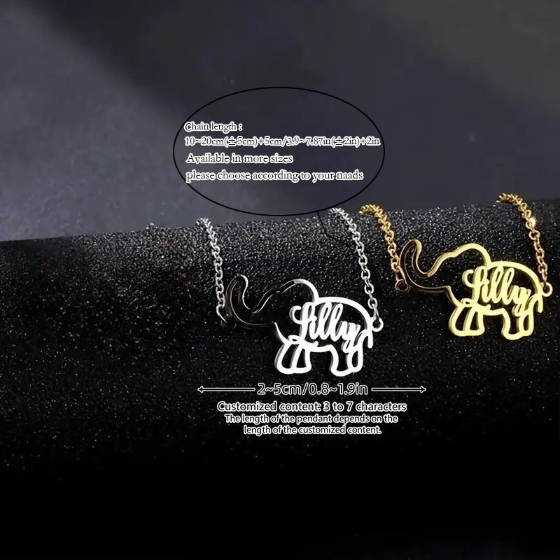 Stylish 18K Golden Plated Stainless Steel Bracelet featuring a Hollow Elephant design and customizable name. This Boho Style accessory is perfect for everyday wear and makes a great gift for special occasions like Christmas and Valentine's Day.