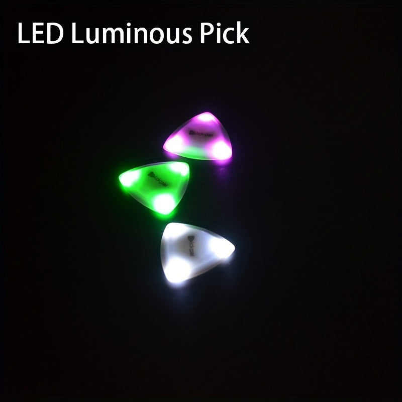 Get the PickPal LED Illuminated Guitar Pick with Wooden body and Multi-Color Lighting Options (White/Green), long battery life.