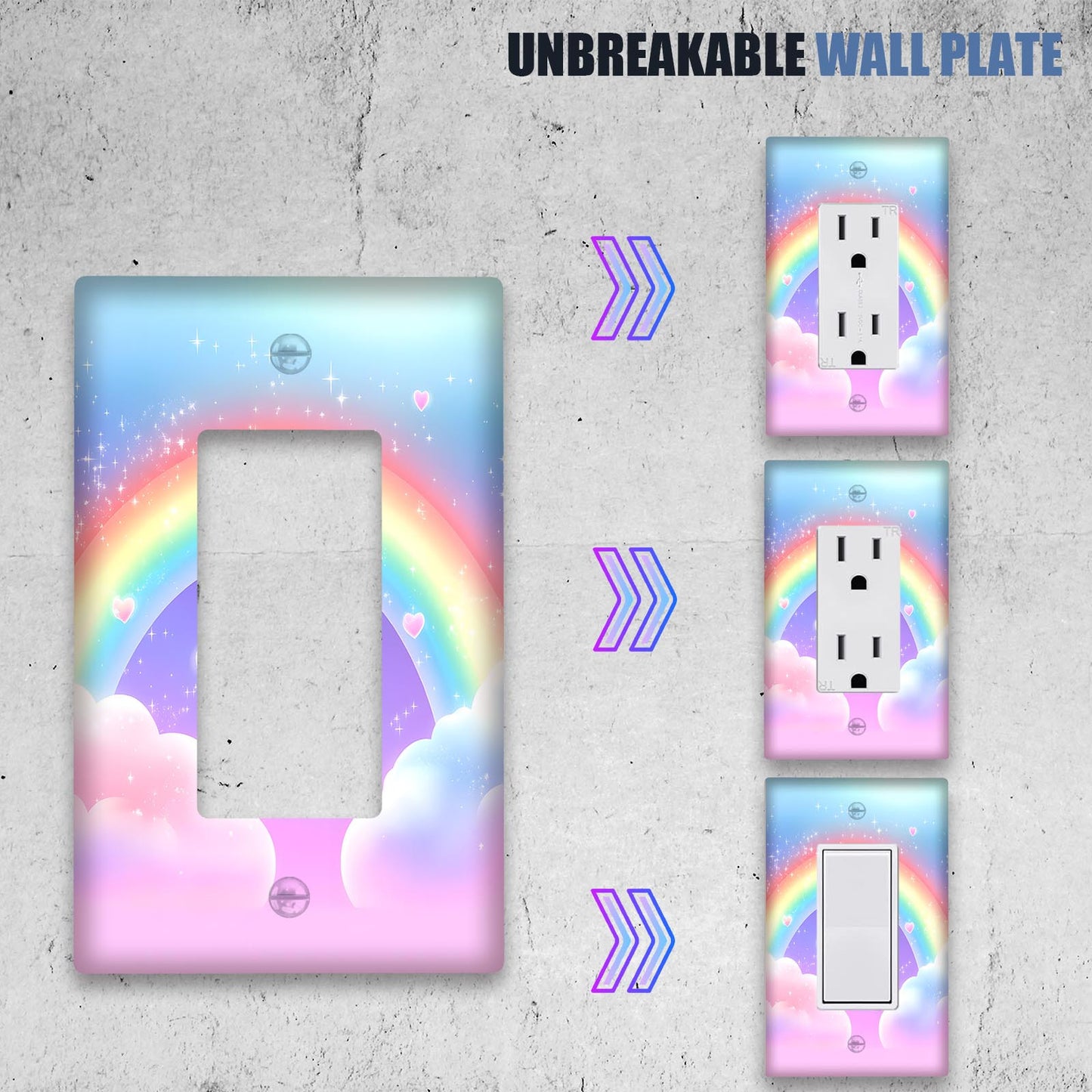 Rainbow Light Switch Wall Plate for Indoor/Outdoor Use in Bedroom, Kitchen, Bathroom - Decorative and Reusable