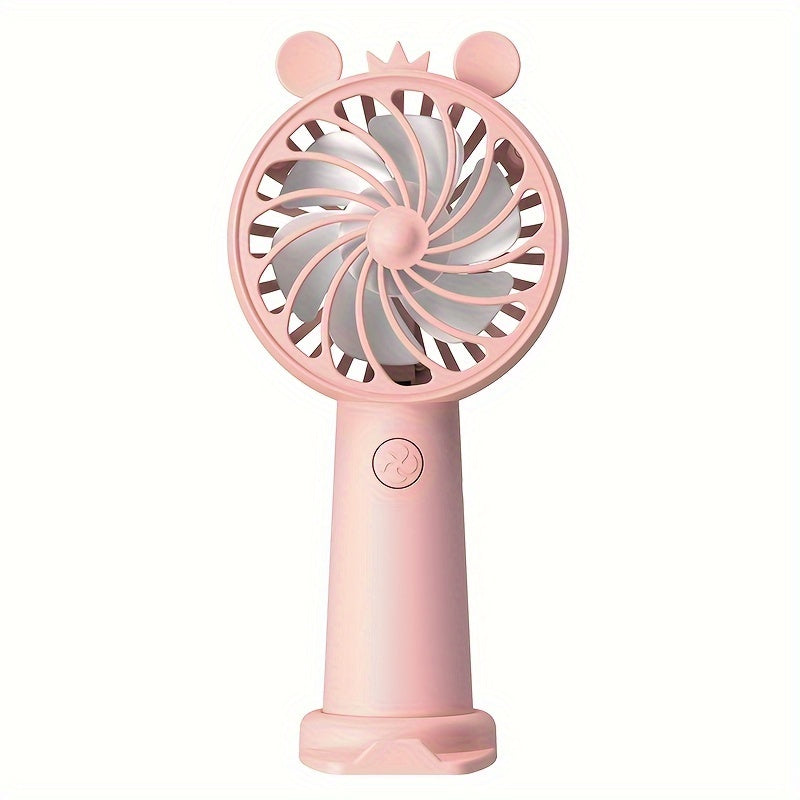 Compact USB Rechargeable Handheld Fan with 3 Speed Settings, Convenient Mobile Stand - Perfect for Home, Work, and On-The-Go