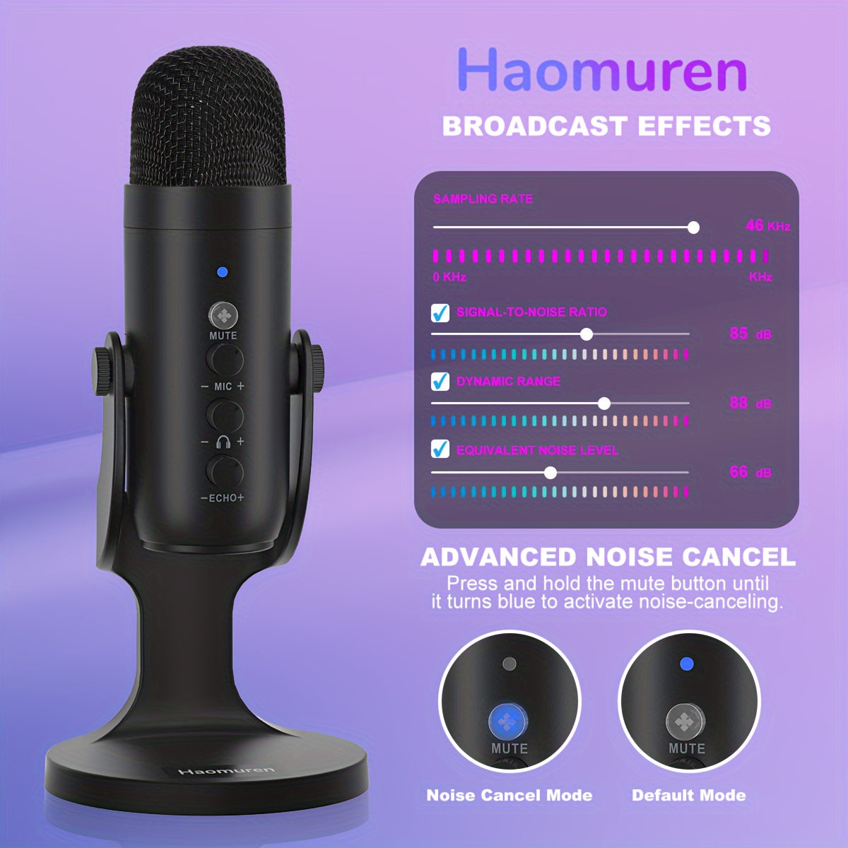 USB condenser microphone with volume and gain control, clear sound for podcasting, gaming, and streaming. Compatible with PS4/5, Mac, and Windows. Includes cable, windscreen, stand, and