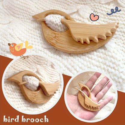 Creative Fashion Wooden Animal Pattern Brooch Set of 3 or 5 - Unique Design Wooden Animal Brooches and Sweater Clips