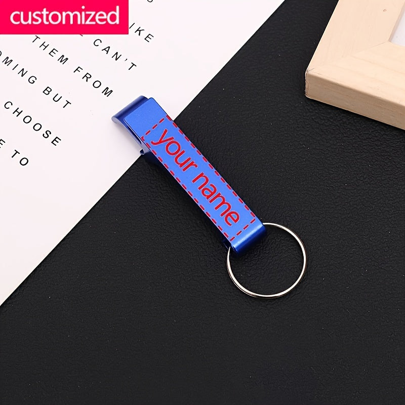 Personalized beer bottle opener keychain with logo, perfect for festivals and gifts. Durable alloy, portable and multi-functional. Great for beer lovers.