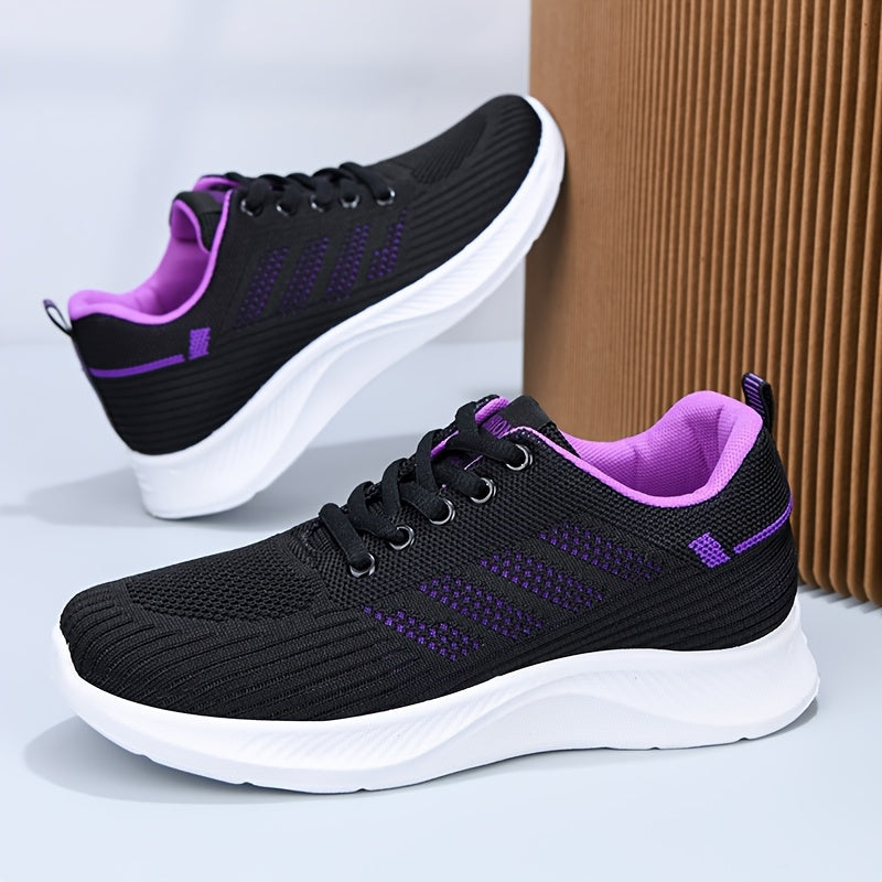 1 Pair Women's Breathable Casual Running Sneakers with PVC Sole for All Seasons