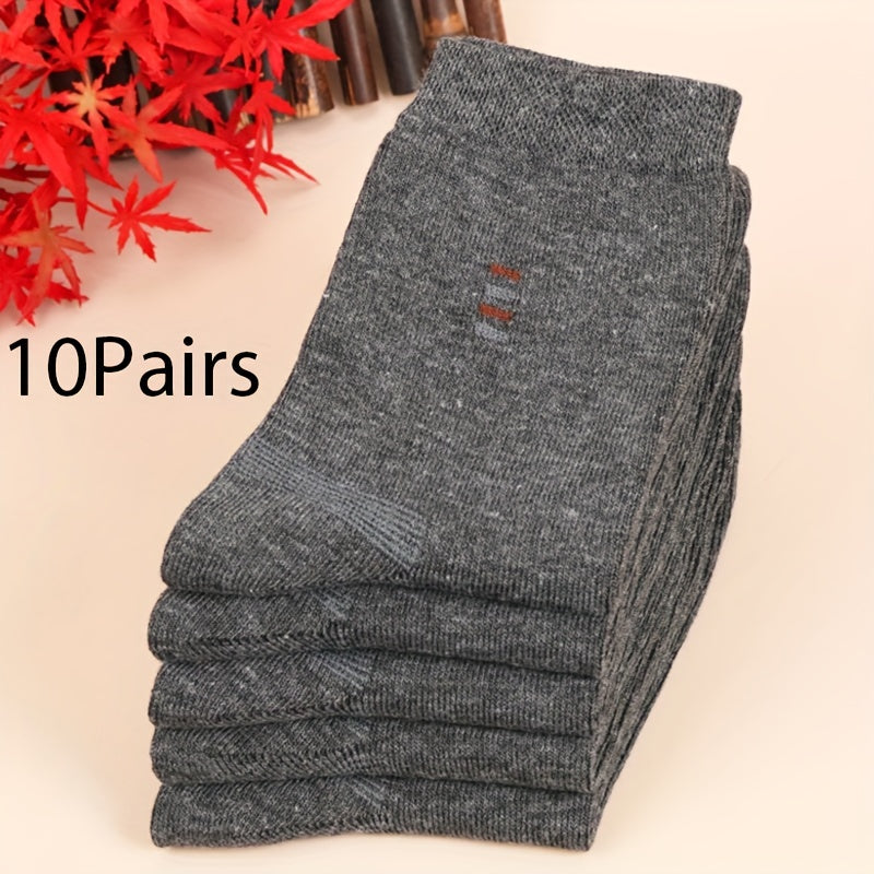 5 Pairs of Men's Classic Crew Socks, Breathable and Comfortable for All Seasons