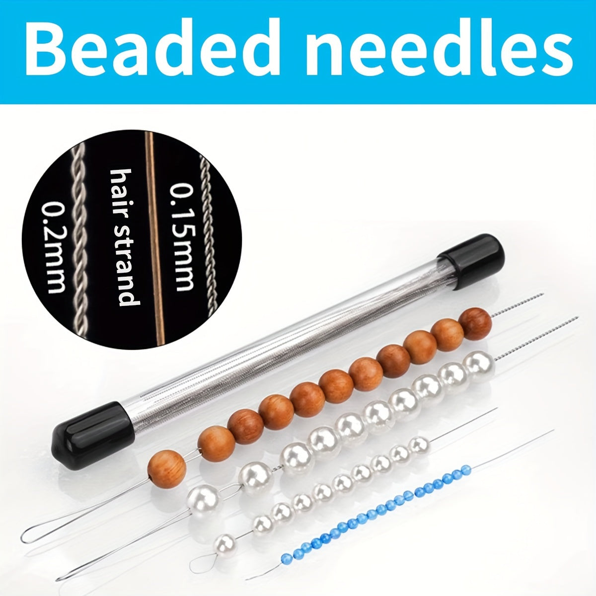 Set of stainless steel beading needles that are flexible, durable, and ideal for working with fine beads. No electricity needed, perfect for DIY jewelry making and crafts. Essential beadwork tools.