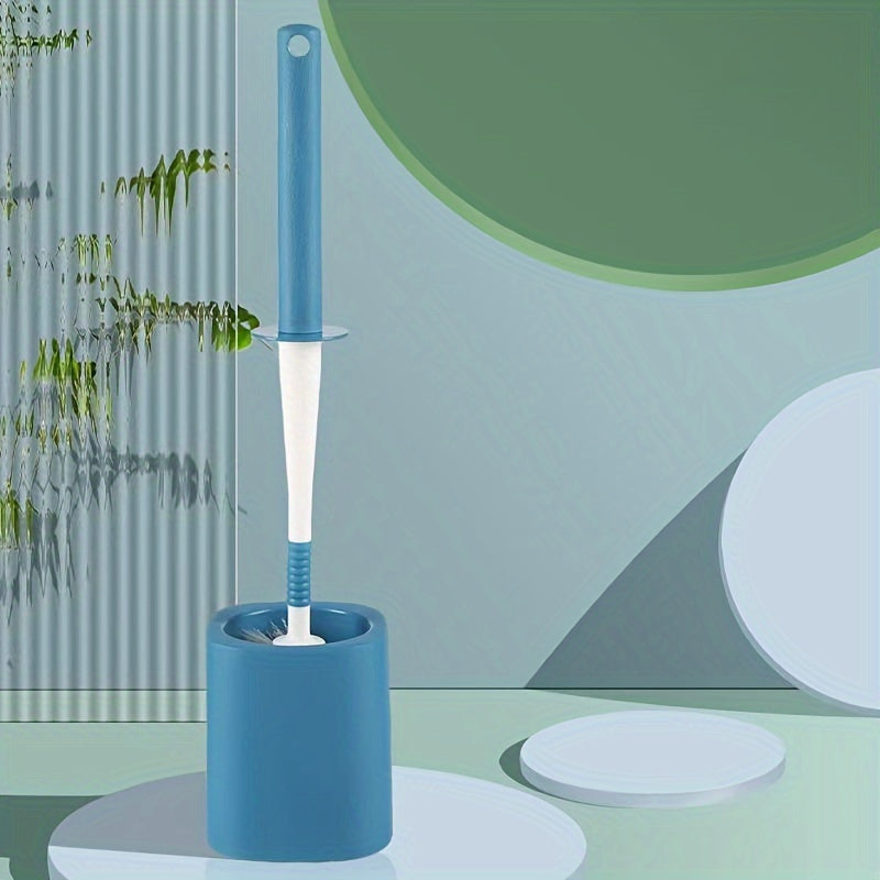 360 Degree Curved Handle Toilet Brush Set with Hemispherical Brush Head, No Dead Corners, Hanging or Ground Placement.